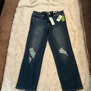 NWT Frayed High Rise Straight Jeans Size 8